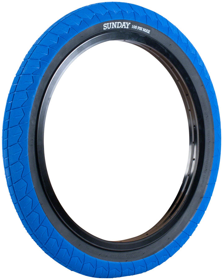 Load image into Gallery viewer, Sunday Current V2 Tire 20 x 2.4 Clincher Wire Blue/Black BMX Bike PSI 100
