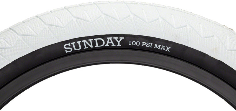 Load image into Gallery viewer, Sunday Current V2 Tire 20x2.4 Clincher Wire White/Blk BMX| Grippy tread pattern
