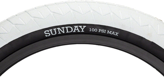 Sunday Current V2 Tire 20x2.4 Clincher Wire White/Blk BMX| Grippy tread pattern