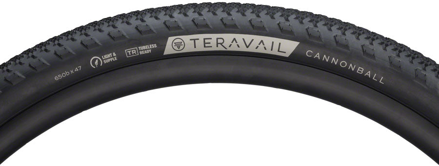 Teravail Cannonball Tire 650b x 47 Tubeless Folding Black Light and Supple