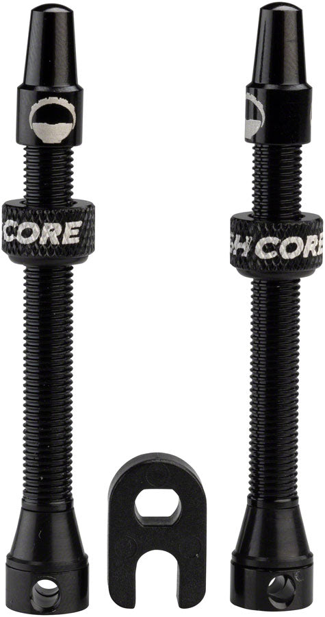 Load image into Gallery viewer, CushCore 55mm Valve Set Black CNC Machined Anodized Tubeless Pair
