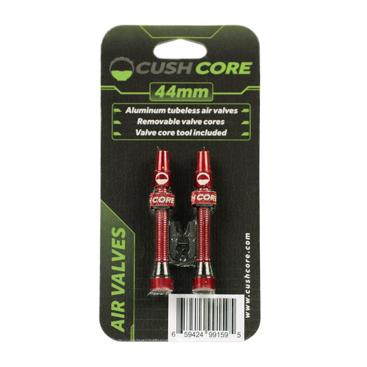 Pack of 2 Cushcore 44Mm Tubeless Valve Set, Red Cnc Machined 6061 T-6 Aluminum