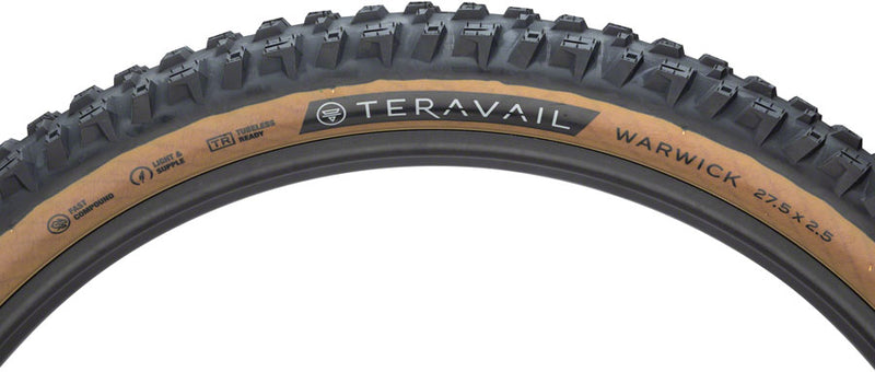 Load image into Gallery viewer, Teravail Warwick Tire 27.5 x 2.5 Tubeless Folding Tan Durable Grip Compund
