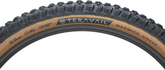 Teravail Warwick Tire 27.5 x 2.5 Tubeless Folding Tan Durable Grip Compund