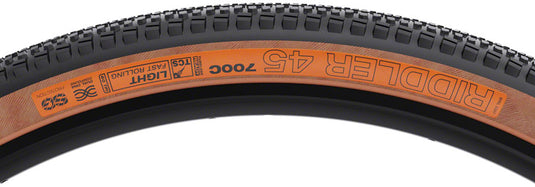 WTB Riddler Tire - 700 x 45, TCS Tubeless, Folding, Black/Tan, Light/Fast Rolling, Dual DNA, SG
