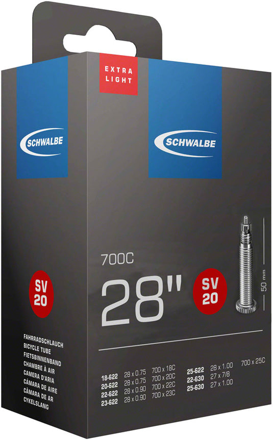 Pack of 2 Schwalbe Extra Light Tube - 700 x 18-25mm, 50mm, Presta Valve