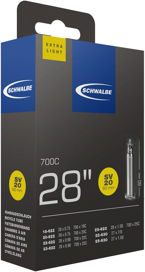 Pack of 2 Schwalbe Extra Light Tube - 700 x 18-25mm, 60mm, Presta Valve