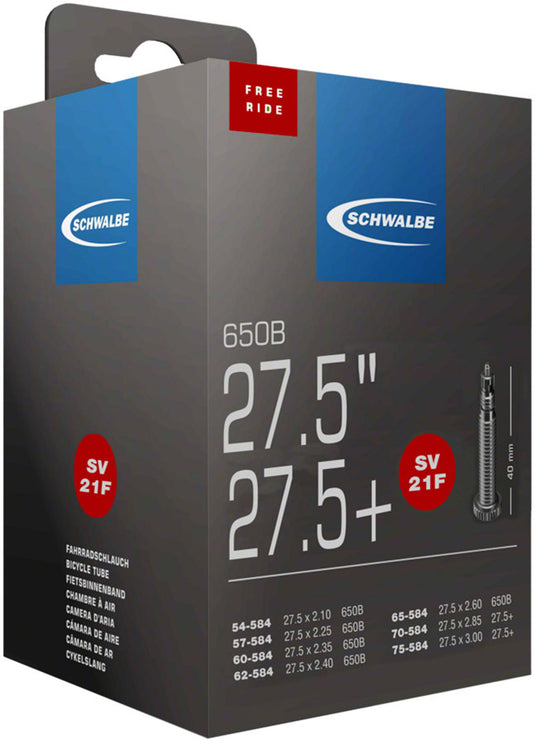 Pack of 2 Schwalbe Standard Tube - 27.5 x 2.10-3.0", 40mm, Presta Valve