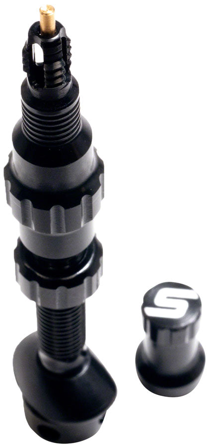 Load image into Gallery viewer, Stan's Tubeless Exo-Core Valve Stems - Alloy, Tall, Black, Pair
