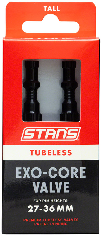 Stan's Tubeless Exo-Core Valve Stems - Alloy, Tall, Black, Pair
