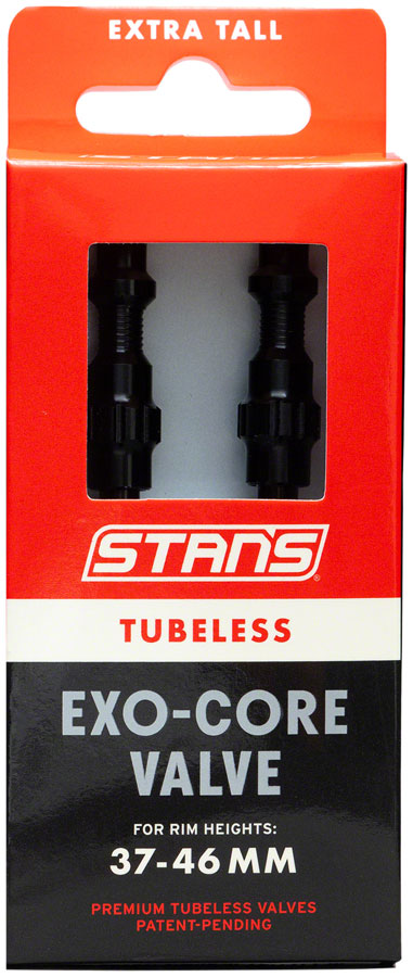 Stan's Tubeless Exo-Core Valve Stems - Alloy, Extra Tall, Black, Pair