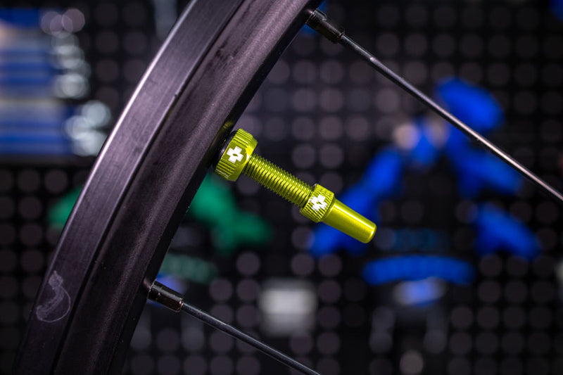 Load image into Gallery viewer, Muc-Off V2 Tubeless Valve Kit - Green, 60mm, Pair 4mm Machined Allen Key Slot
