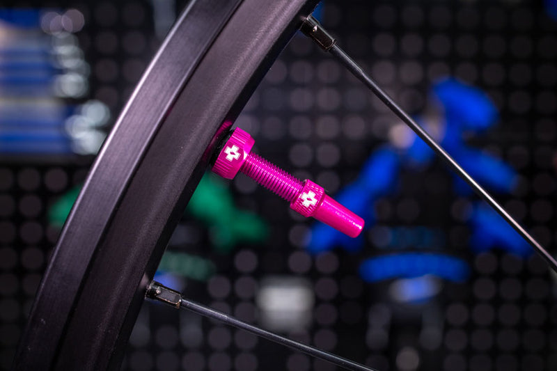Load image into Gallery viewer, Muc-Off V2 Tubeless Valve Kit - Pink, 44mm, Pair 4mm Machined Allen Key Slot
