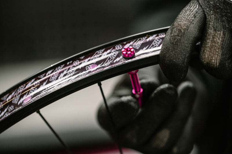Load image into Gallery viewer, Muc-Off V2 Tubeless Valve Kit - Pink, 44mm, Pair 4mm Machined Allen Key Slot
