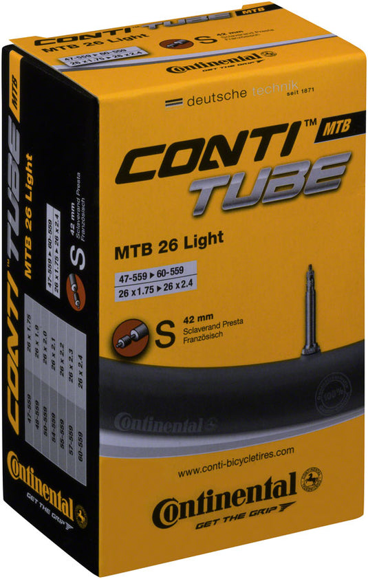 Pack of 2 Continental Light 26 x 1.75-2.5 42mm Presta Valve Tube