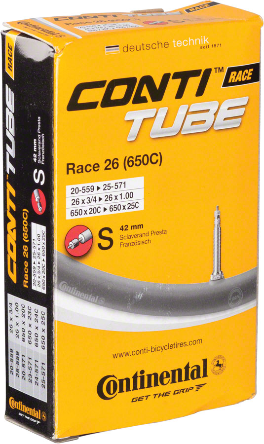 Conti Standard Bike Tubes 26"/650c x 20-25mm, Presta Valve, Butyl, Seamless, Removable Valve Core