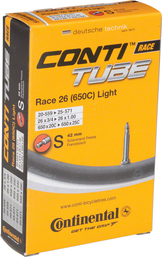 Continental Light Tubes 26/650c x 20-25mm, Removable Valve, Seamless Construction, Lightweight Bike Tubes