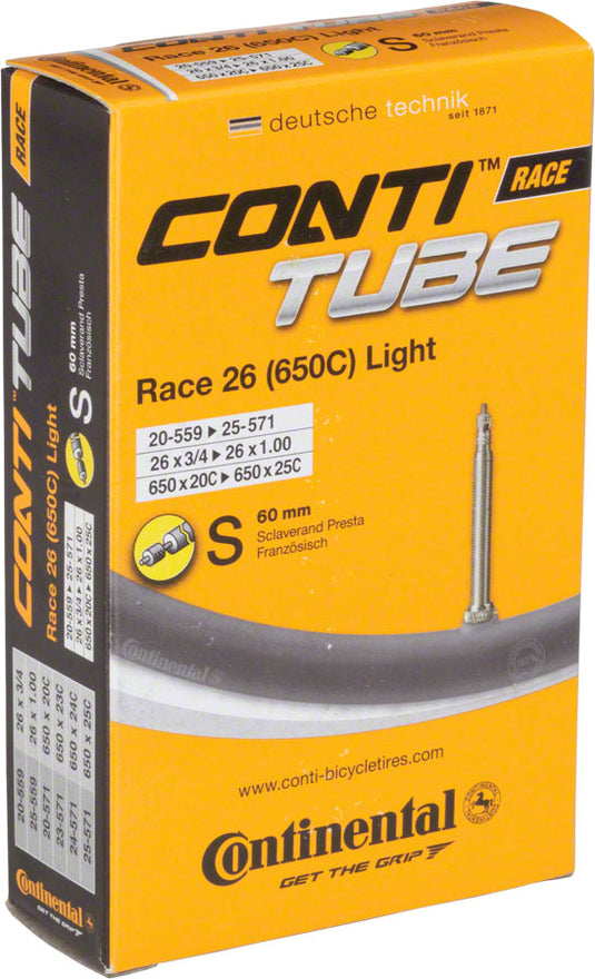 Premium Lightweight Continental Light Tubes 26 / 650c x 20-25mm with Removable Presta Valve