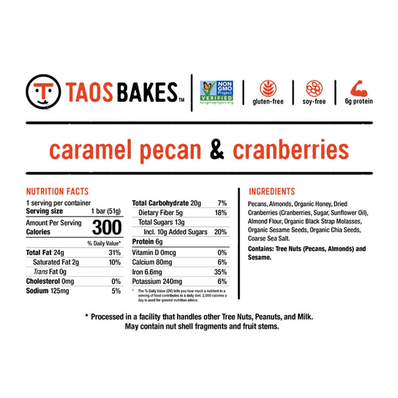 Load image into Gallery viewer, Taos Bakes Energy Bar, Caramel Pecan, 12/Count
