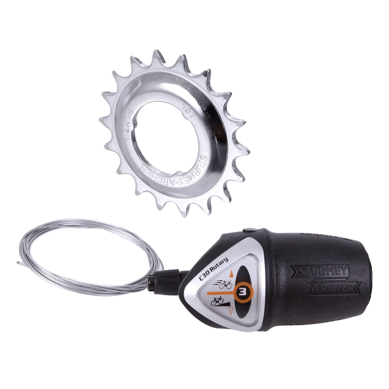 Load image into Gallery viewer, Sturmey Archer RX-RD3 3-Sp Hub with 70mm Drum Brake, 36h Silver
