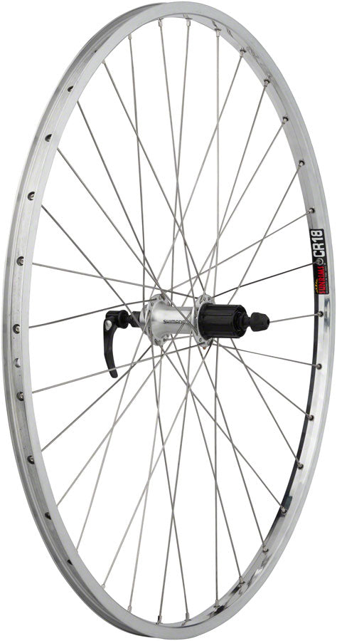 Load image into Gallery viewer, Quality Wheels Sun CR-18 Rear 27in QRx130mm Rim Brake HG 10 Clincher Silver
