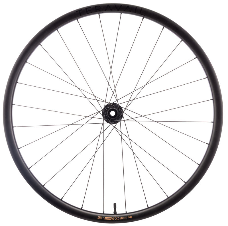 Load image into Gallery viewer, Teravail Circos Wide Gravel Front Wheel - 32", 15 x 110mm Boost, 6-Bolt, Carbon, DT350, 28H
