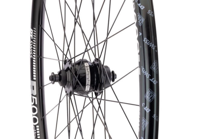 Load image into Gallery viewer, Quality Wheels SP Dynamo PL-8/DT R500 Front Wheel - 700, QR x 100mm, Center-Lock, Black, 32H
