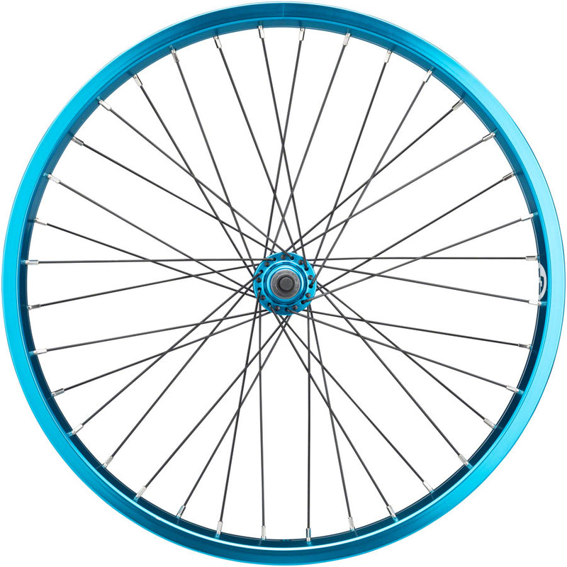 Load image into Gallery viewer, Salt Everest Aluminum Front Wheel 20in 3/8inx100mm Rim Brake Blue Clincher 36H
