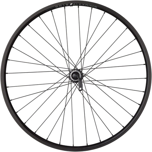 Quality Wheels Value Double Wall Series Rim+Disc Front Wheel - 26", QR x 100mm, Center-Lock /Rim Brake, Black, Clincher,