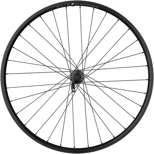 Quality Wheels Value Double Wall Series Rim+Disc Front Wheel - 26", QR x 100mm, Center-Lock /Rim Brake, Black, Clincher,