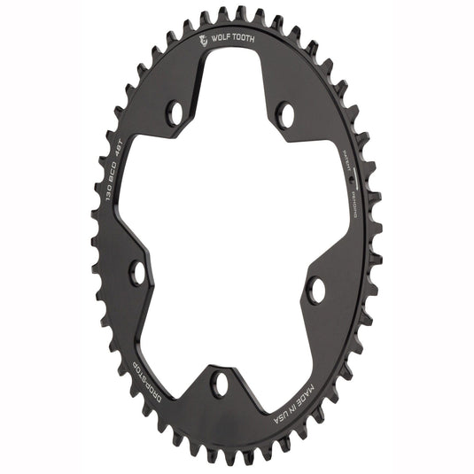 Wolf Tooth Chainring 44t 130 BCD 5-Bolt 10/11/12-Spd Alloy Blk Road Cyclocros