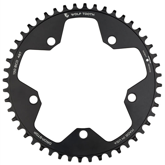 Wolf Tooth Chainring 42t 130 BCD 5-Bolt 10/11/12-Spd Alloy Blk Road Cyclocros