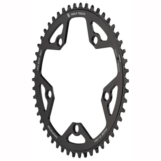 Wolf Tooth Chainring 42t 130 BCD 5-Bolt 10/11/12-Spd Alloy Blk Road Cyclocros