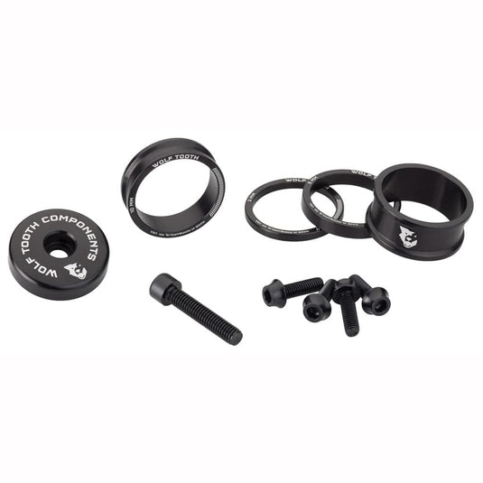 Wolf Tooth Headset BlingKit - Precision Machined Aluminum Spacers & Top Cap Set for 1-1 - 8" Steerers, Raw Silver, Lightweight & Stylish Bike Upgrade