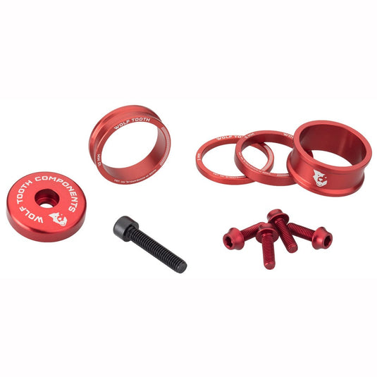 Pack of 2 Wolf Tooth BlingKit: Headset Spacer Kit 3, 5,10, 15mm, Red