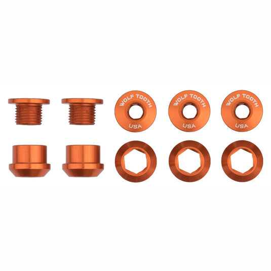 Wolf Tooth 7075-T6 Aluminum Black Chainring Bolt Set - 1x Compatible, Dual Hex Fittings, Lightweight, 6mm Length, Easy Installation for Single Chainrings