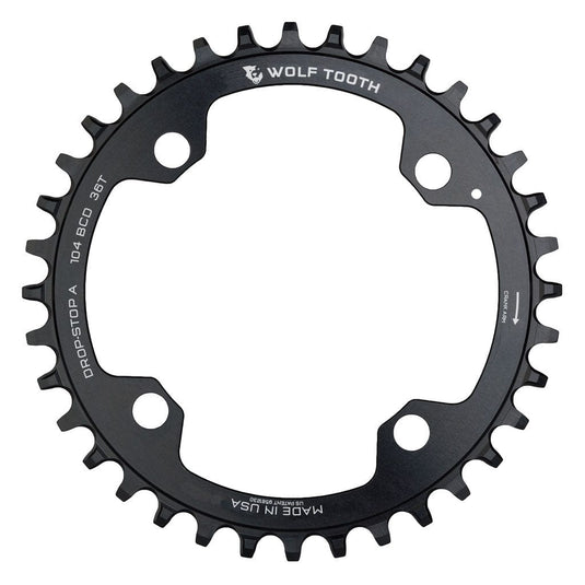 Wolf Tooth 104 BCD Chainring - 38t, 104 BCD, 4-Bolt, Drop-Stop B, Black