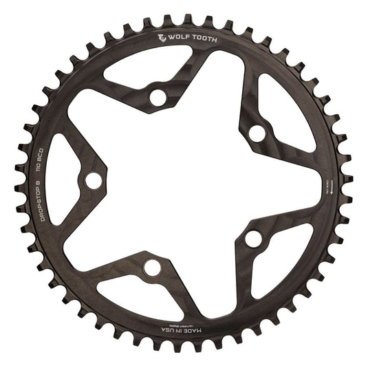 Wolf Tooth 110 BCD Gravel, Cyclocross, Road Chainring 42T - 7075-T6 Aluminum Drop-Stop ST Wide/Narrow Technology for Shimano HG+ & KMC 12-Speed, Black