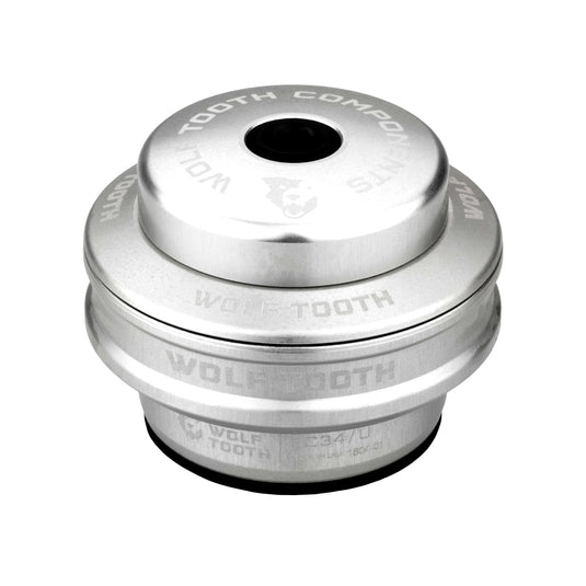 Wolf Tooth Performance Headset EC34/30 Lower - Machined Aircraft-Grade Aluminum, Black Oxide Cartridge Bearings, Dual-Lip Seal, Durable Raw Silver Finish, Lightweight and High-Load Capacity Bicycle Headset for Mountain & Road Bikes