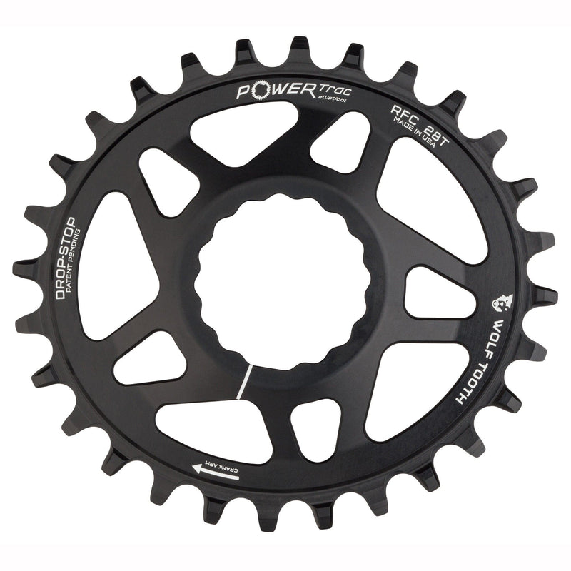 Load image into Gallery viewer, Wolf Tooth 28T Elliptical Direct Mount Chainring for RaceFace/Easton CINCH - Boost Offset, 10% Ovality, Drop-Stop B Technology, 7075-T6 Aluminum, for 9-12-Speed Drivetrains, Improved Traction &amp; Chain Retention
