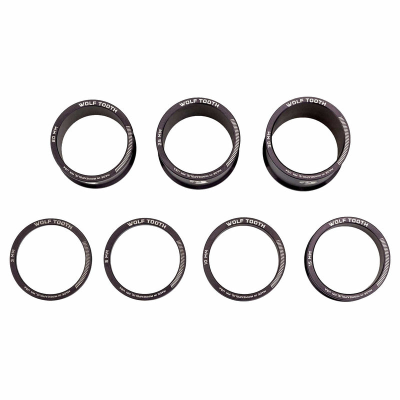 Load image into Gallery viewer, 2 Pack Wolf Tooth Components Headset Spacer Kit 3, 5,10, 15mm, Fits 1 1/8&quot;
