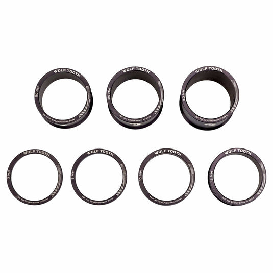 Pack of 2 Wolf Tooth Headset Spacer Kit 3, 5,10, 15mm, Black