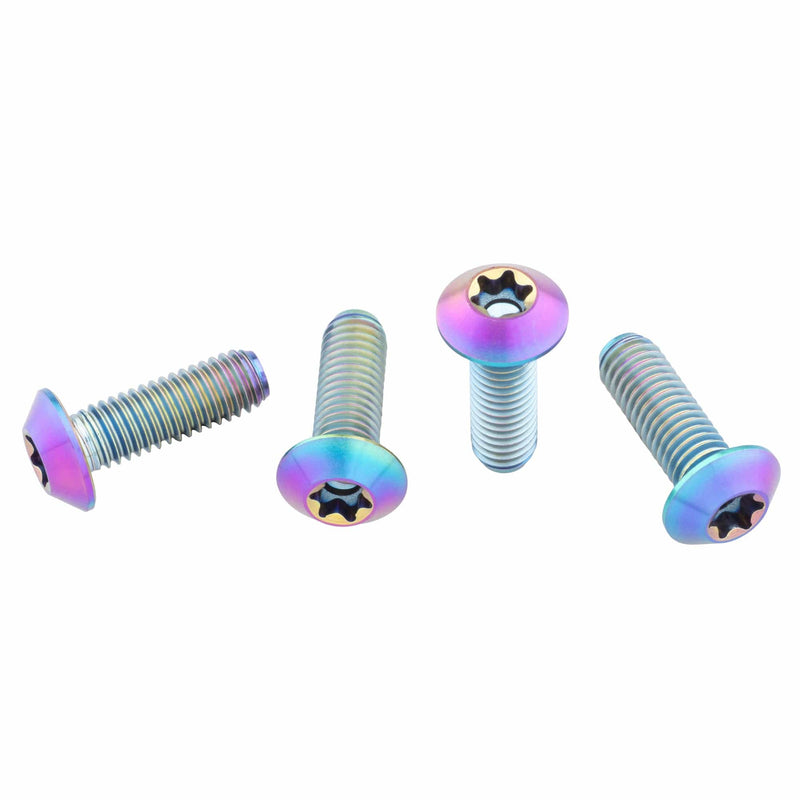 Load image into Gallery viewer, Wolf Tooth Titanium Water Bottle Cage Bolts, 4 Piece, Standard Head Oil Slick
