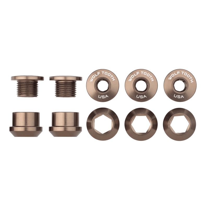 Load image into Gallery viewer, Wolf Tooth 1x Chainring Bolt Set - 6mm Aluminum, Dual Hex for Easy Installation, Compatible with Drop-Stop Chainrings &amp; Single Chainring Bikes
