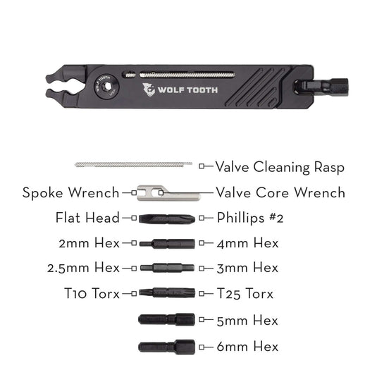 Wolf Tooth 8-Bit Pliers, Black Bolt - 17 Function Bicycle Multi-Tool