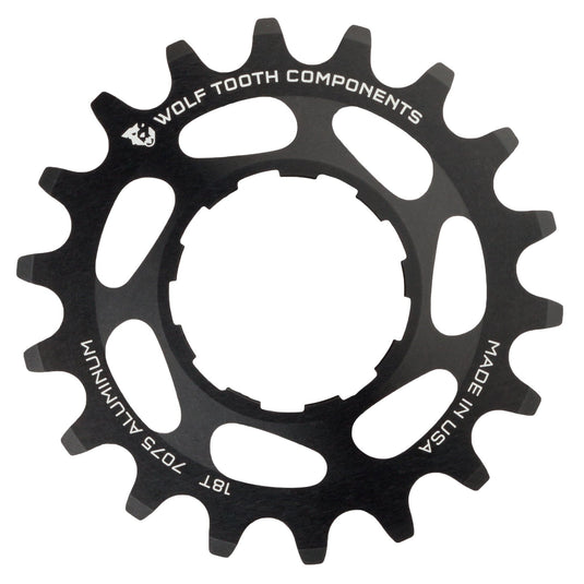 Wolf Tooth Single Speed Aluminum Cog - 18t, Compatible with 3/32" Chains, Black