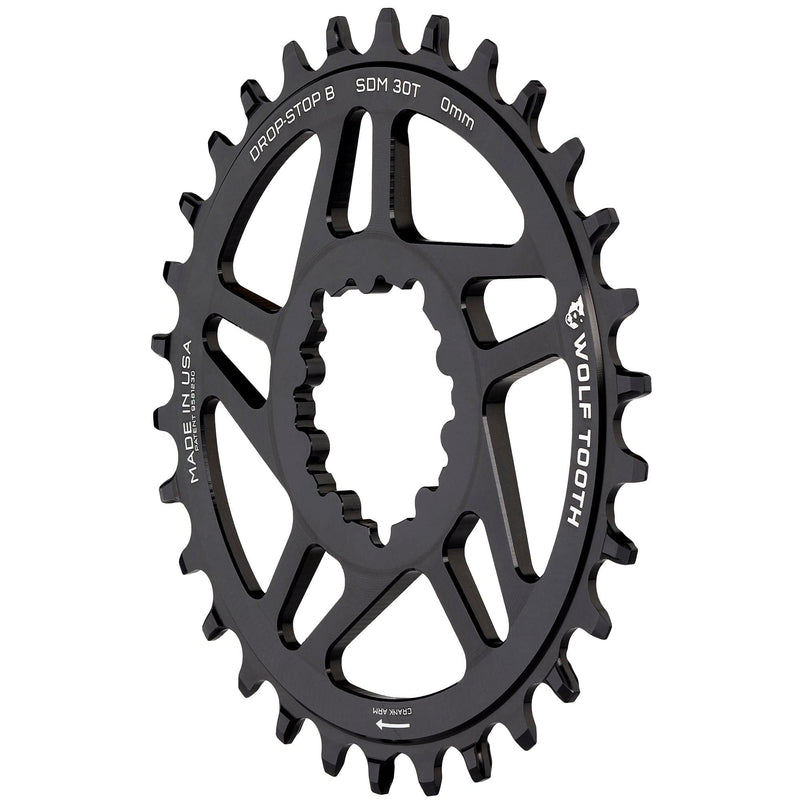 Load image into Gallery viewer, Wolf Tooth Direct Mount Chainring - 28t, SRAM Direct Mount, Drop-Stop B, For SRAM 3-Bolt Boost Cranks, 3mm Offset, Black
