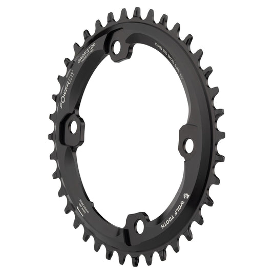 Wolf Tooth 46T Elliptical Aero 110mm Asymmetric BCD Chainring for Shimano GRX 12-Speed, Drop-Stop ST, Advanced Mud Shedding & Chain Retention
