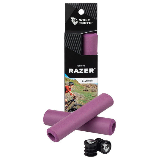 Wolf Tooth Razer Grips Red 5mm Thin Waterproof Silicone Low Profile Bike Handlebar Grips for All-Mountain & Enduro Riding