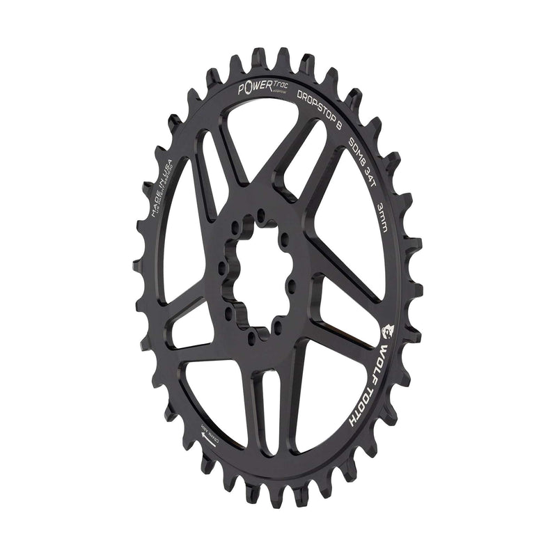 Load image into Gallery viewer, Wolf Tooth Elliptical Direct Mount Chainring - 34t, SRAM 8-Bolt DM, 3mm Offset, Drop-Stop ST, Requires HG+ Chain, Black
